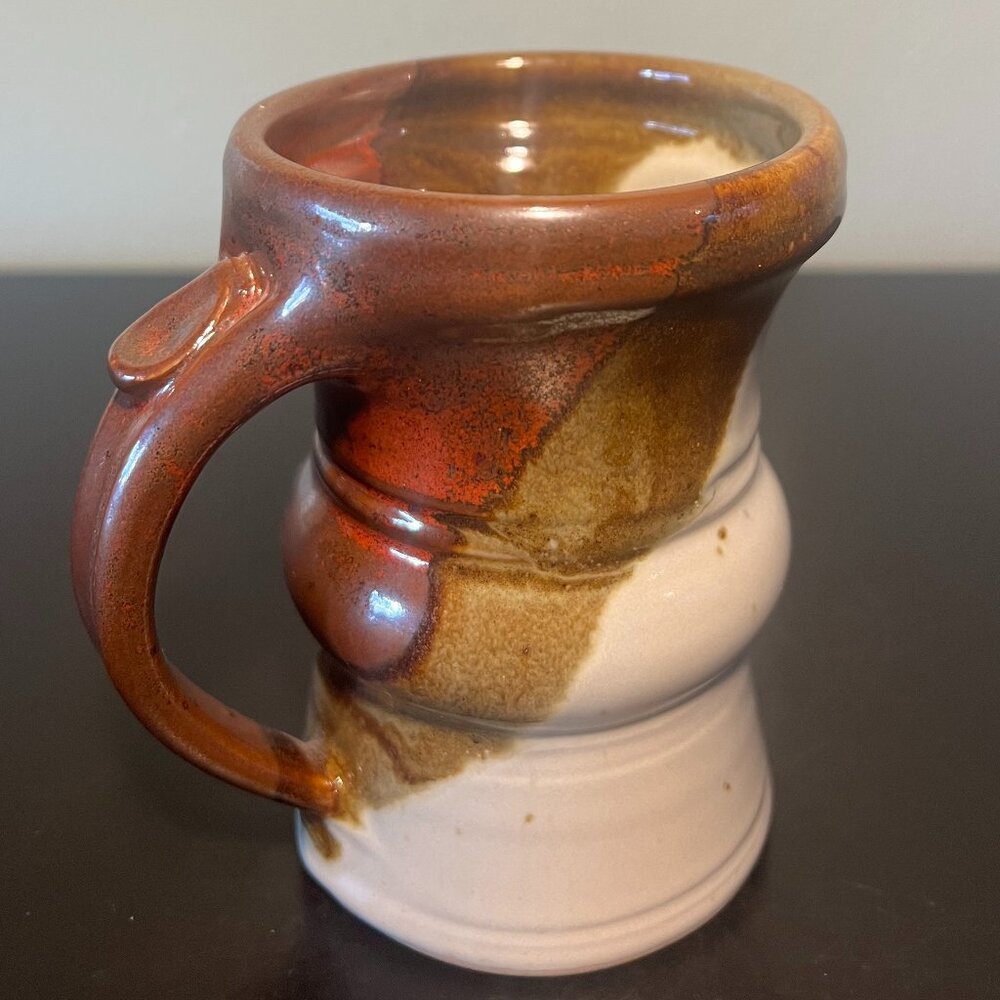 Artist Signed Handcrafted Hand Thrown Studio Pottery Mug Earthy Metallic Glaze